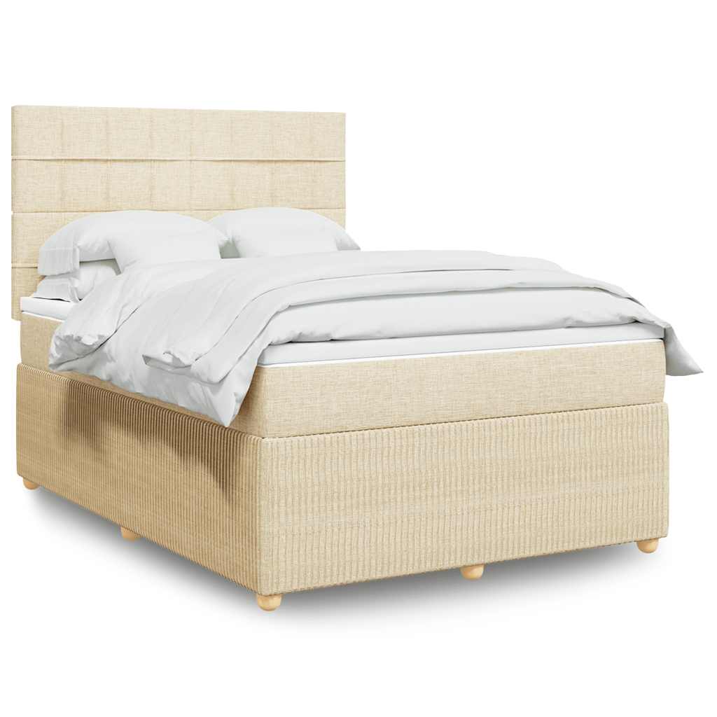 Krevet s oprugama i madracem krem 160x200 cm od tkanine