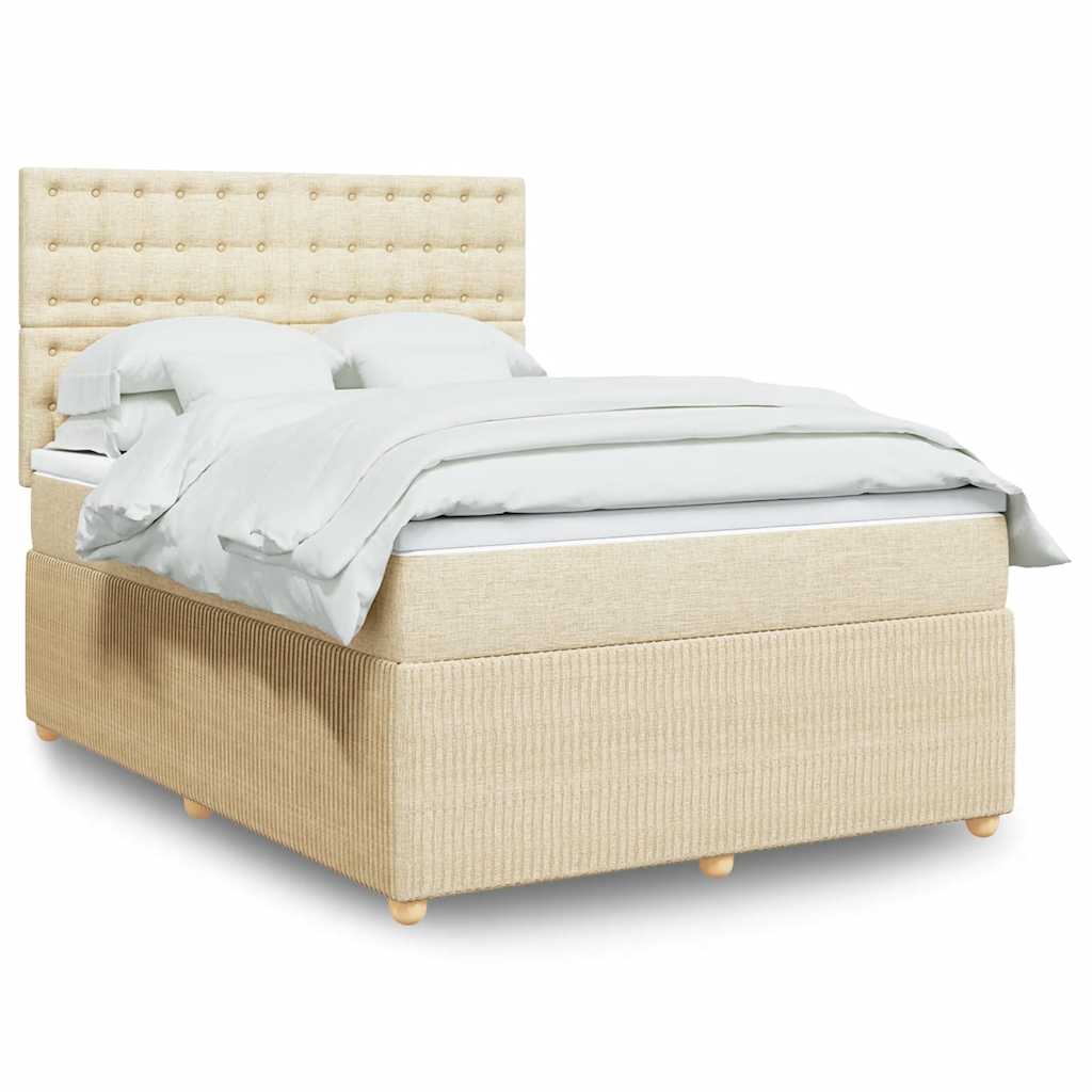 Krevet s oprugama i madracem krem 160x200 cm od tkanine