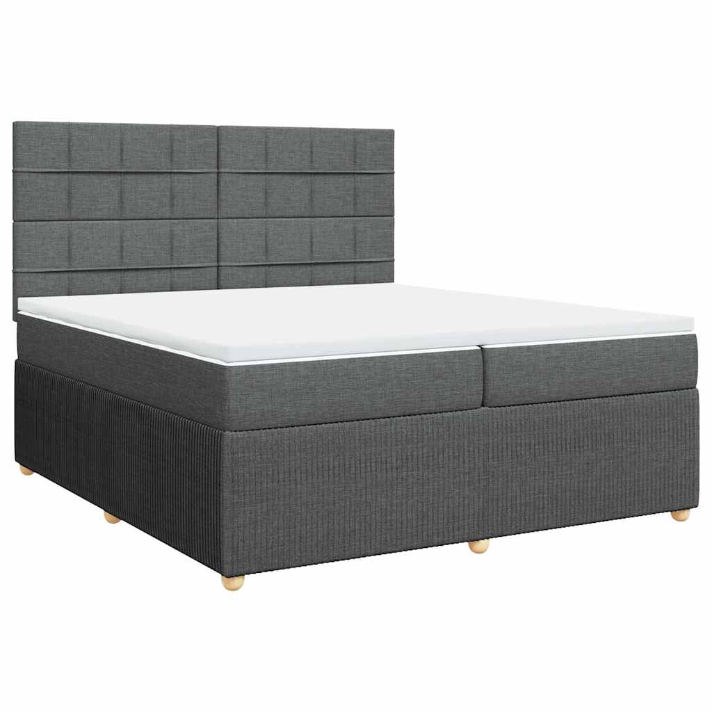 Krevet s oprugama i madracem tamnosivi 200 x 200 cm od tkanine