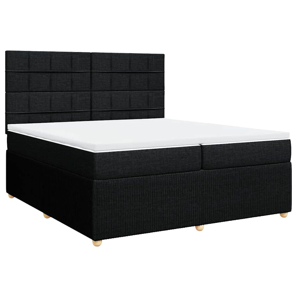 Krevet s oprugama i madracem crni 200x200 cm od tkanine