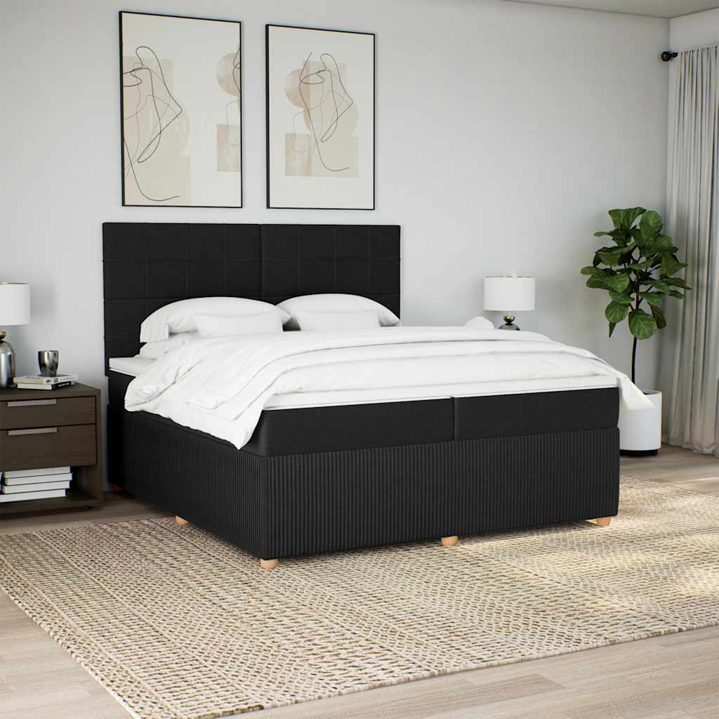 Krevet s oprugama i madracem crni 200x200 cm od tkanine