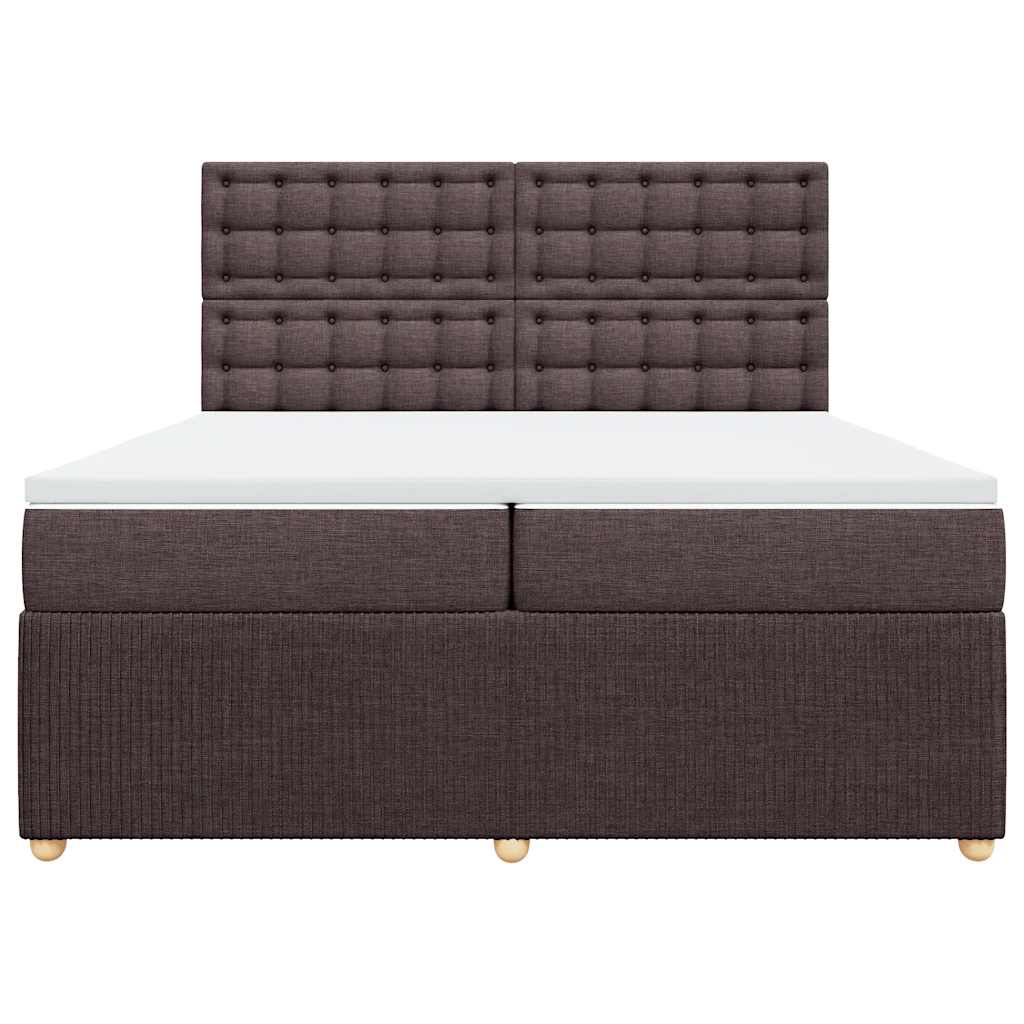 Krevet s oprugama i madracem tamnosmeđi 200x200 cm od tkanine