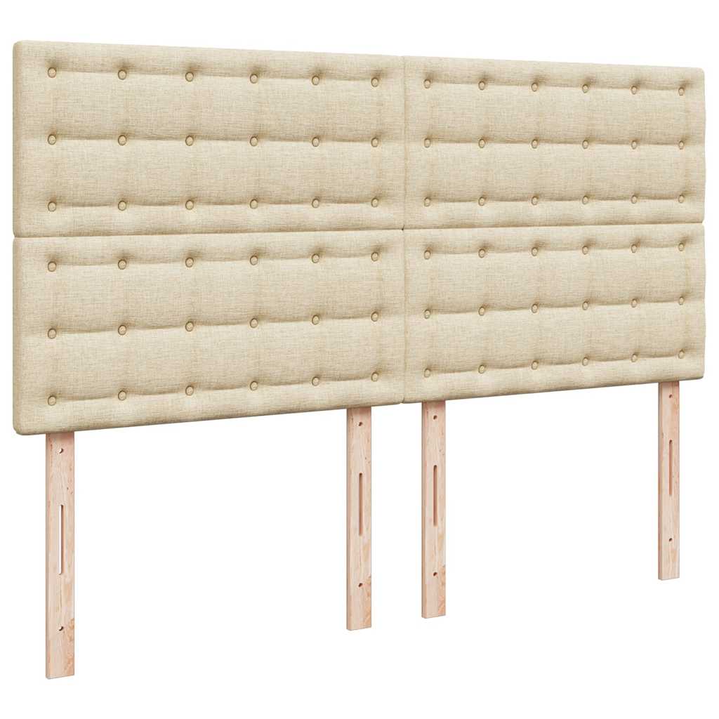 Krevet s oprugama i madracem krem 200 x 200 cm od tkanine