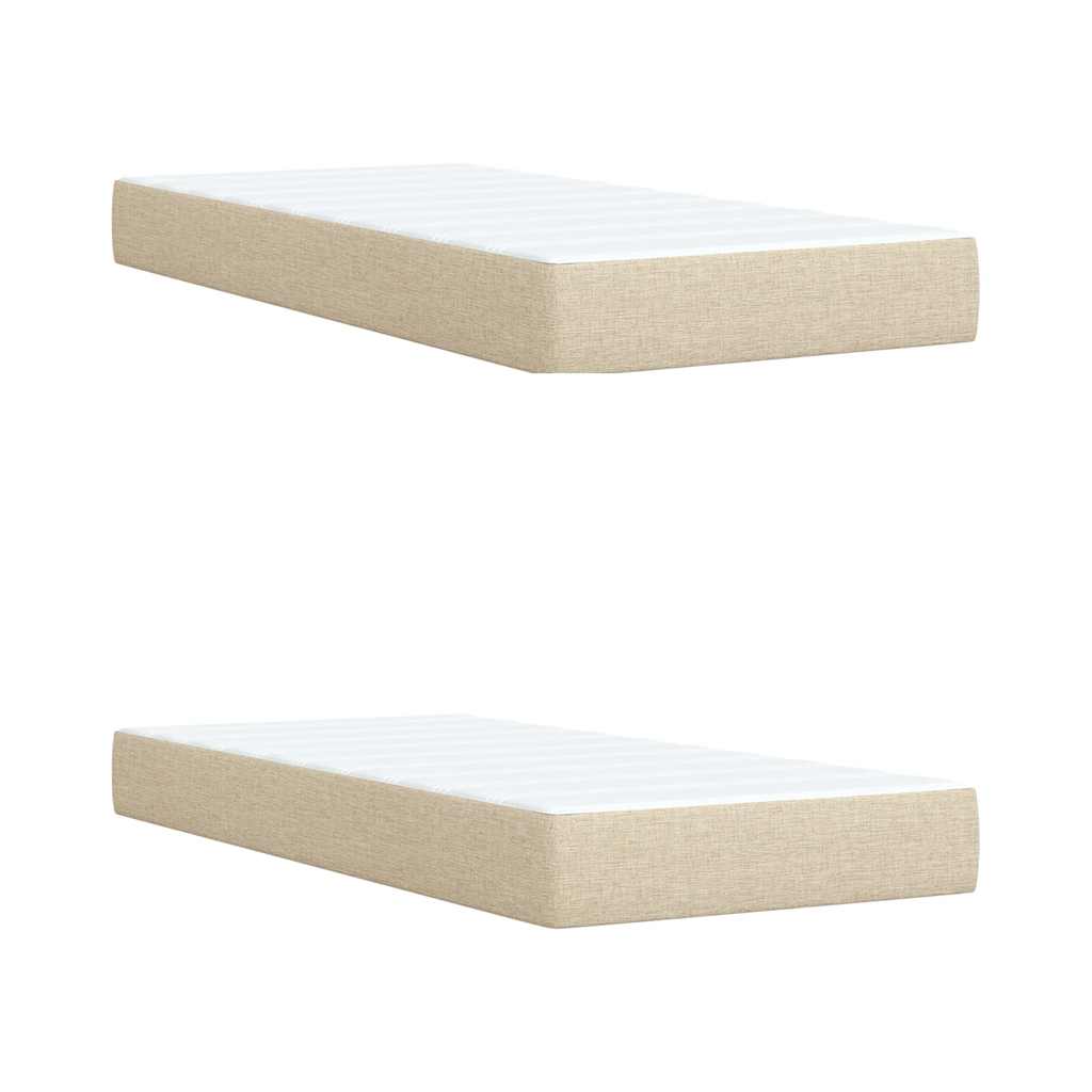 Krevet s oprugama i madracem krem 200 x 200 cm od tkanine