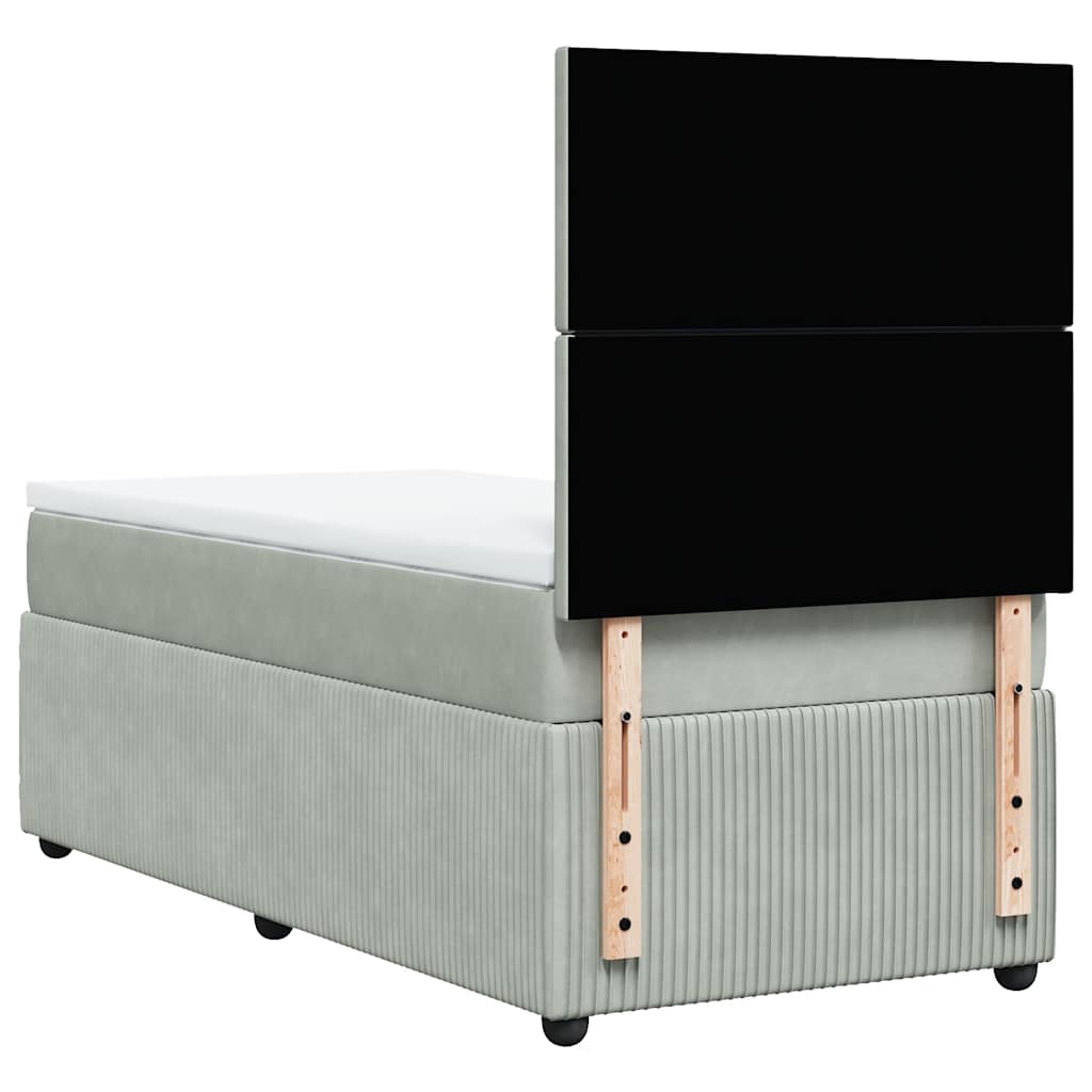 Box spring krevet s madracem svjetlosivi 80 x 200 cm baršunasti