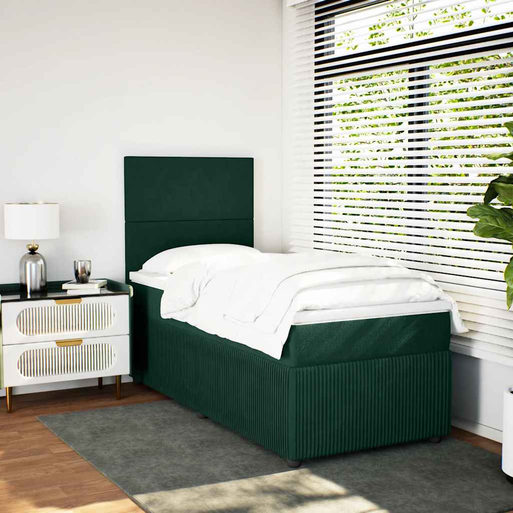 Box spring krevet s madracem tamnozeleni 80 x 200 cm baršunasti