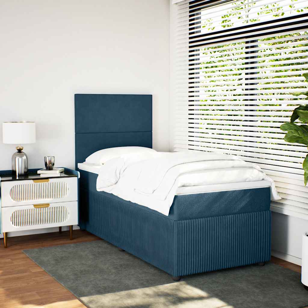 Box spring krevet s madracem tamnoplavi 80 x 200 cm baršunasti