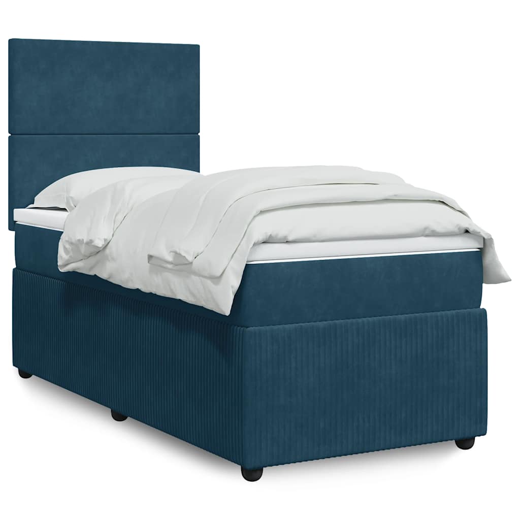 Box spring krevet s madracem tamnoplavi 80 x 200 cm baršunasti