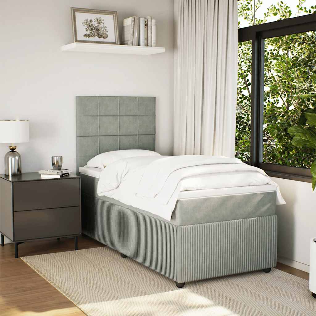 Box spring krevet s madracem svjetlosivi 80 x 200 cm baršunasti