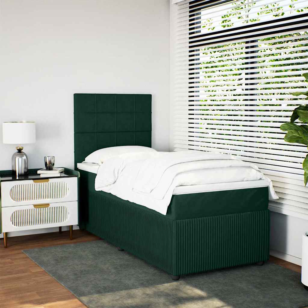 Box spring krevet s madracem tamnozeleni 80 x 200 cm baršunasti