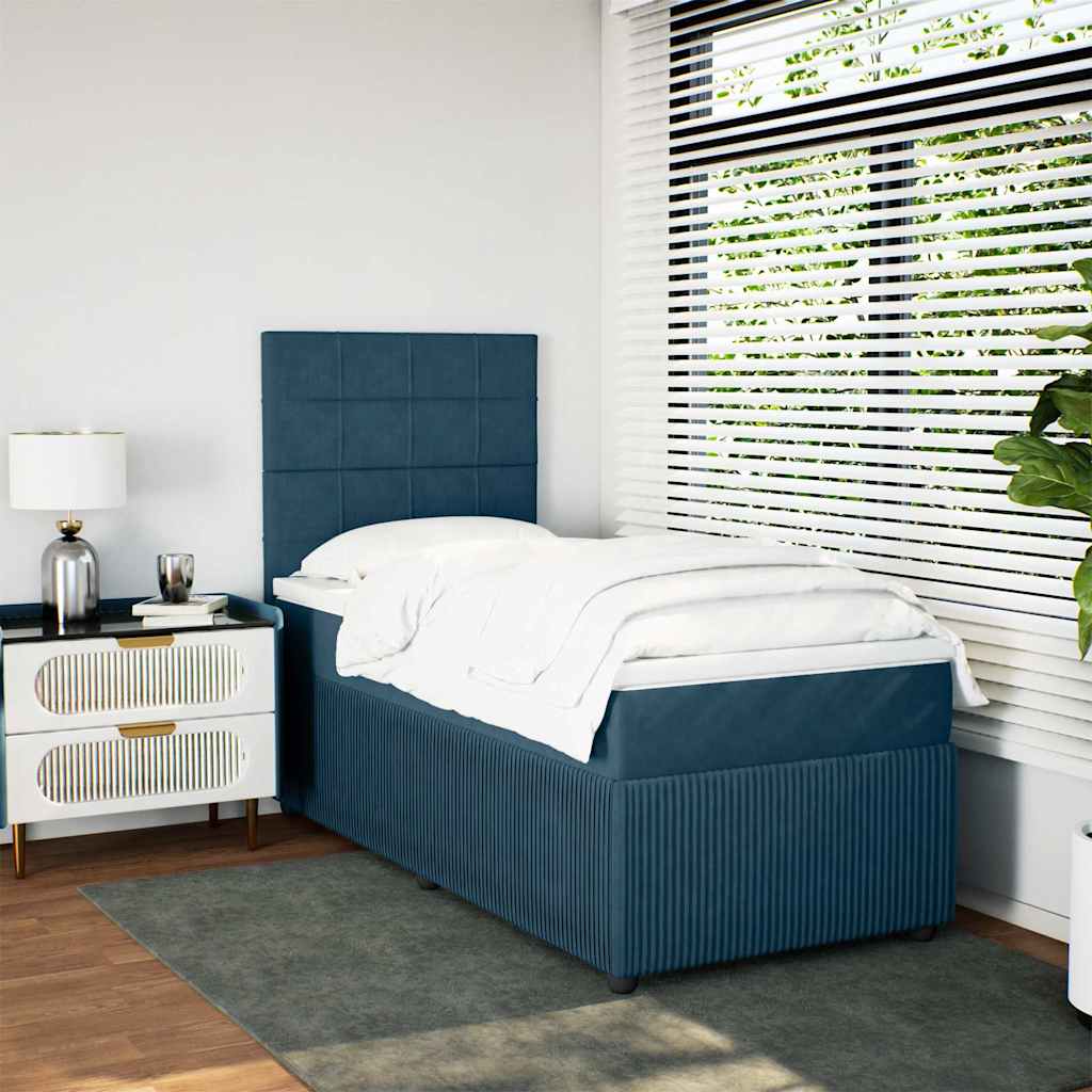 Box spring krevet s madracem tamnoplavi 80 x 200 cm baršunasti
