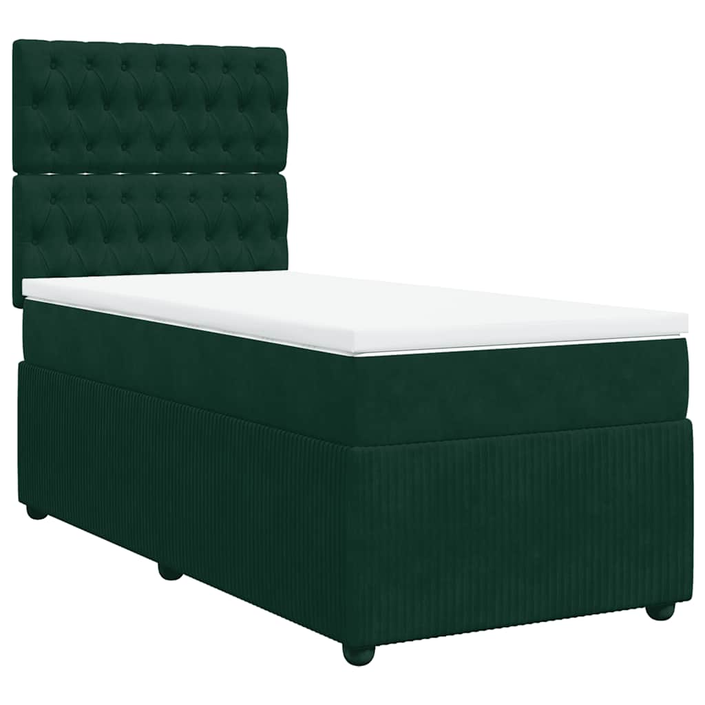 Box spring krevet s madracem tamnozeleni 80 x 200 cm baršunasti