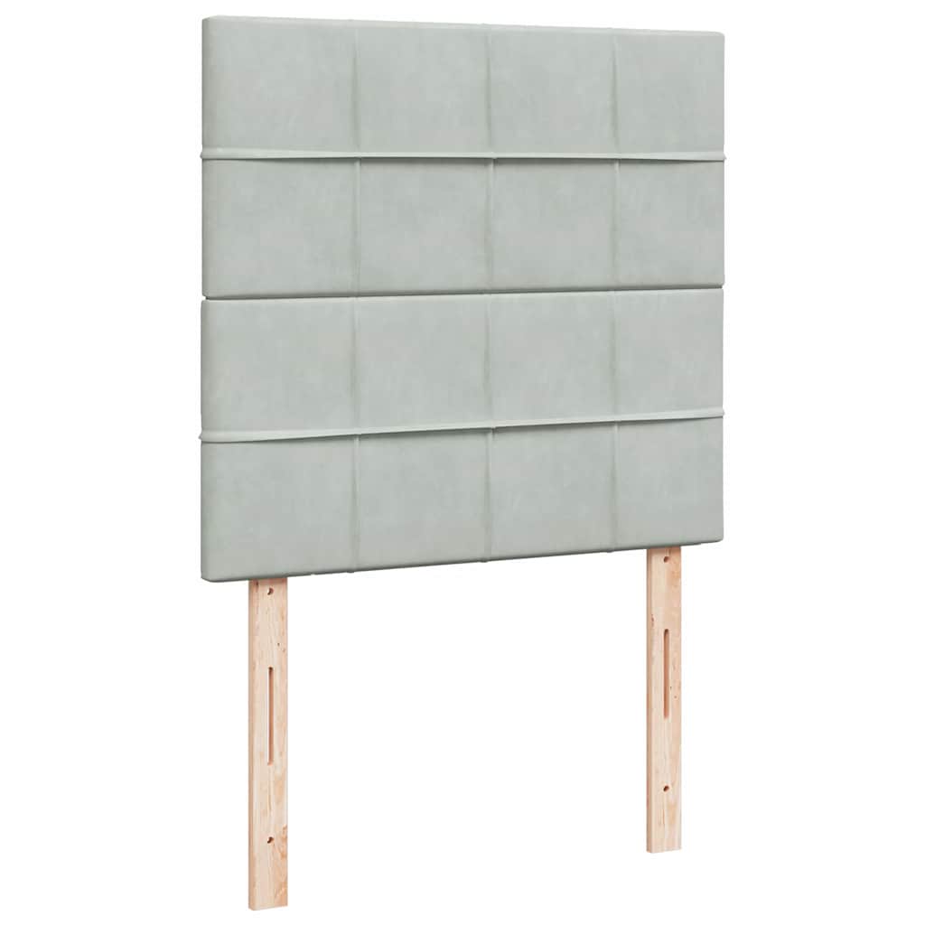 Box spring krevet s madracem svjetlosivi 90x190 cm baršunasti