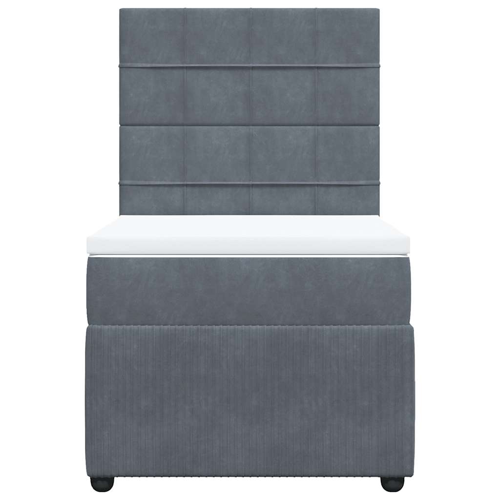 Box spring krevet s madracem tamnosivi 90x190 cm baršunasti