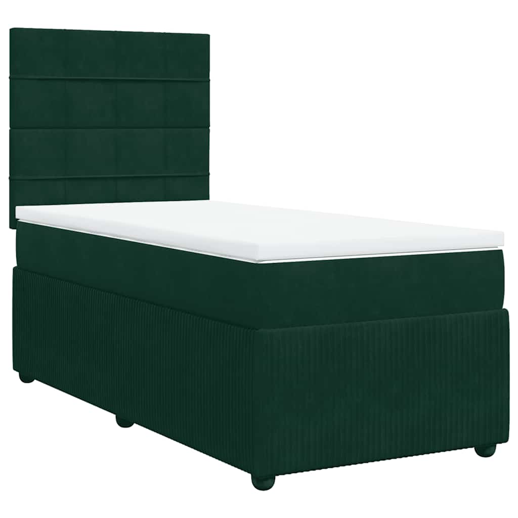 Box spring krevet s madracem tamnozeleni 90x190 cm baršunasti