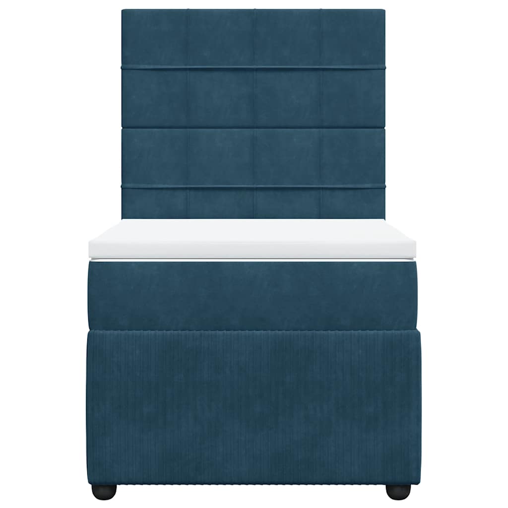 Box spring krevet s madracem tamnoplavi 90x190 cm baršunasti