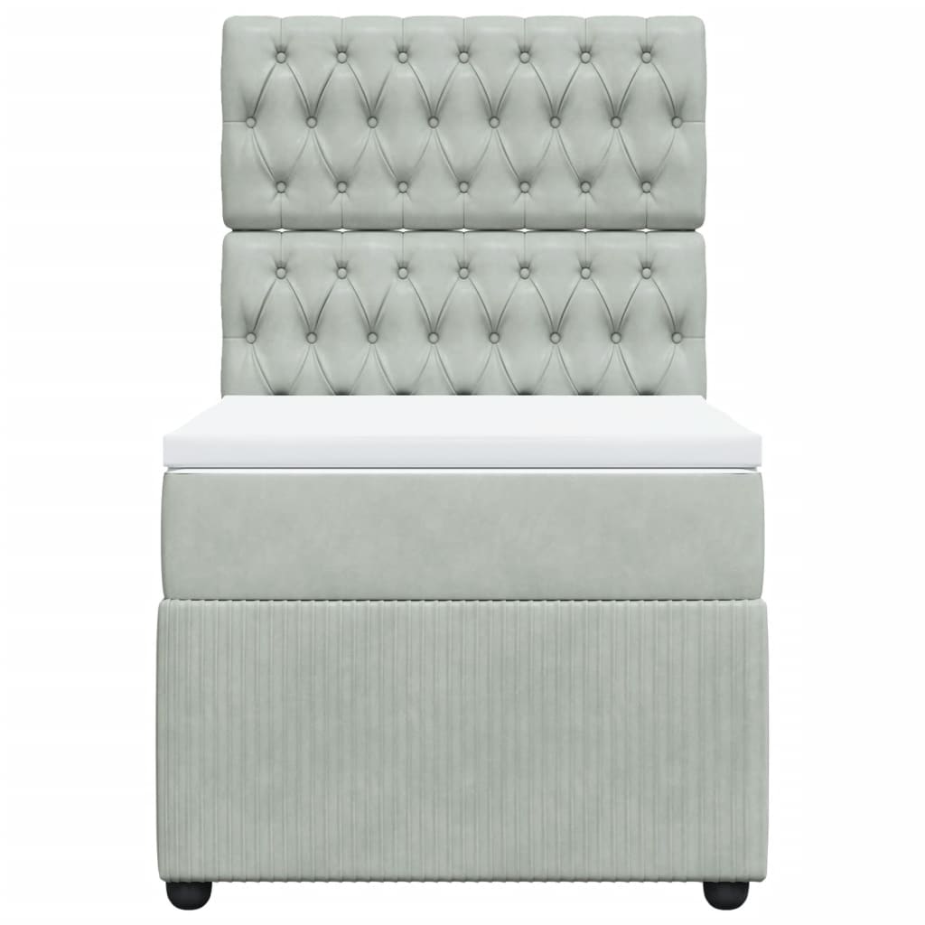 Box spring krevet s madracem svjetlosivi 90x190 cm baršunasti