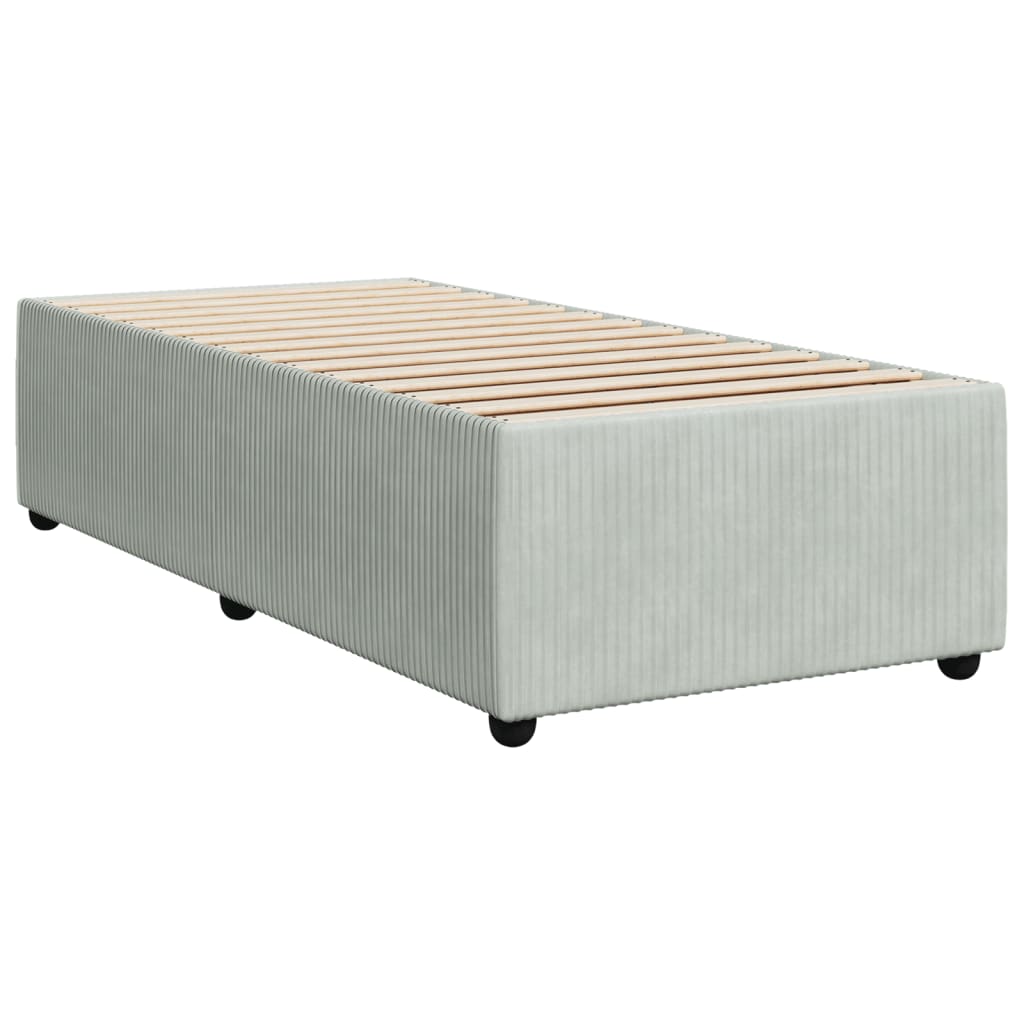 Box spring krevet s madracem svjetlosivi 90x190 cm baršunasti