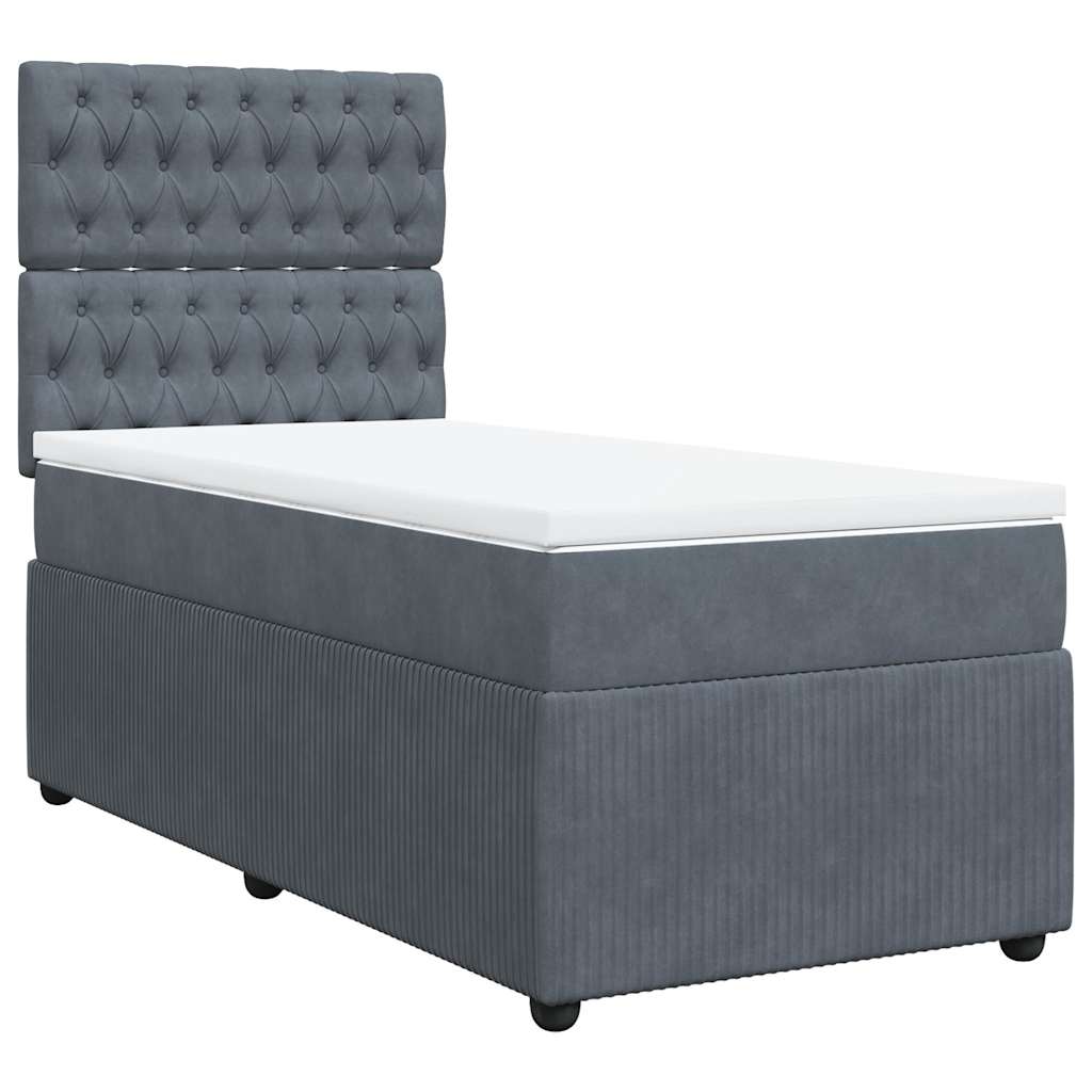 Box spring krevet s madracem tamnosivi 90x190 cm baršunasti