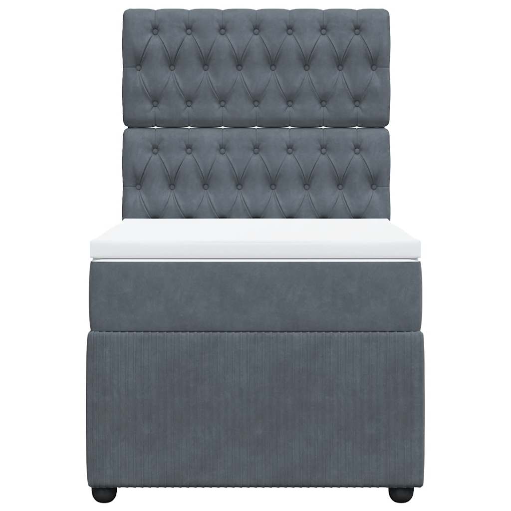 Box spring krevet s madracem tamnosivi 90x190 cm baršunasti