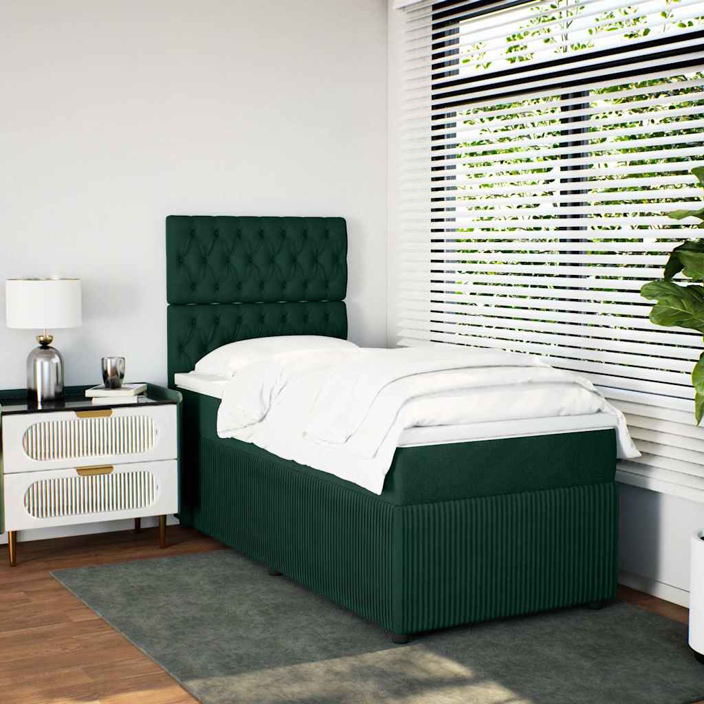 Box spring krevet s madracem tamnozeleni 90x190 cm baršunasti