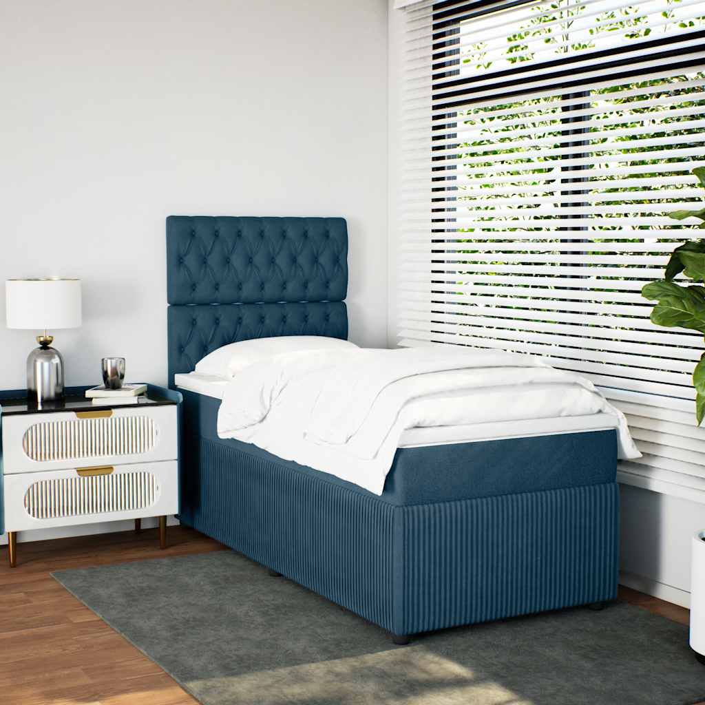 Box spring krevet s madracem tamnoplavi 90x190 cm baršunasti