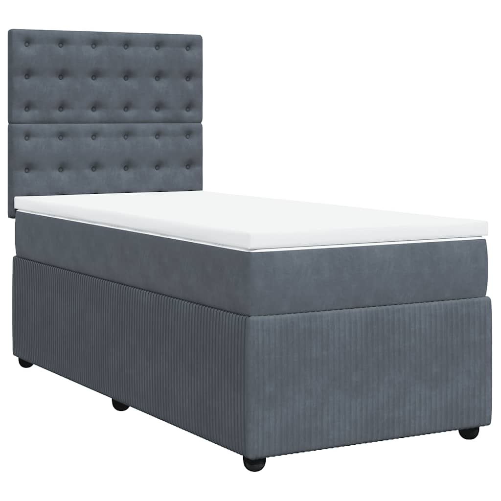 Box spring krevet s madracem tamnosivi 90x190 cm baršunasti