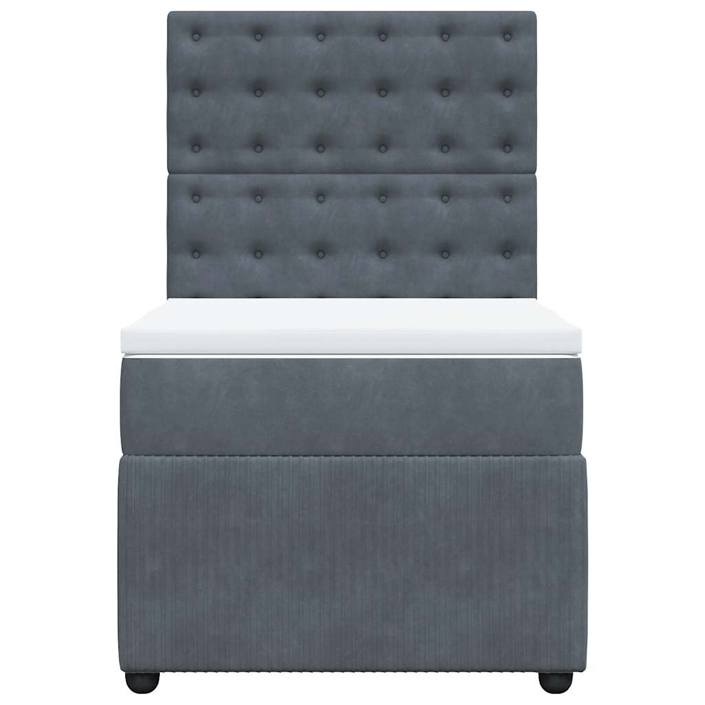 Box spring krevet s madracem tamnosivi 90x190 cm baršunasti