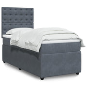 Box spring krevet s madracem tamnosivi 90x190 cm baršunasti