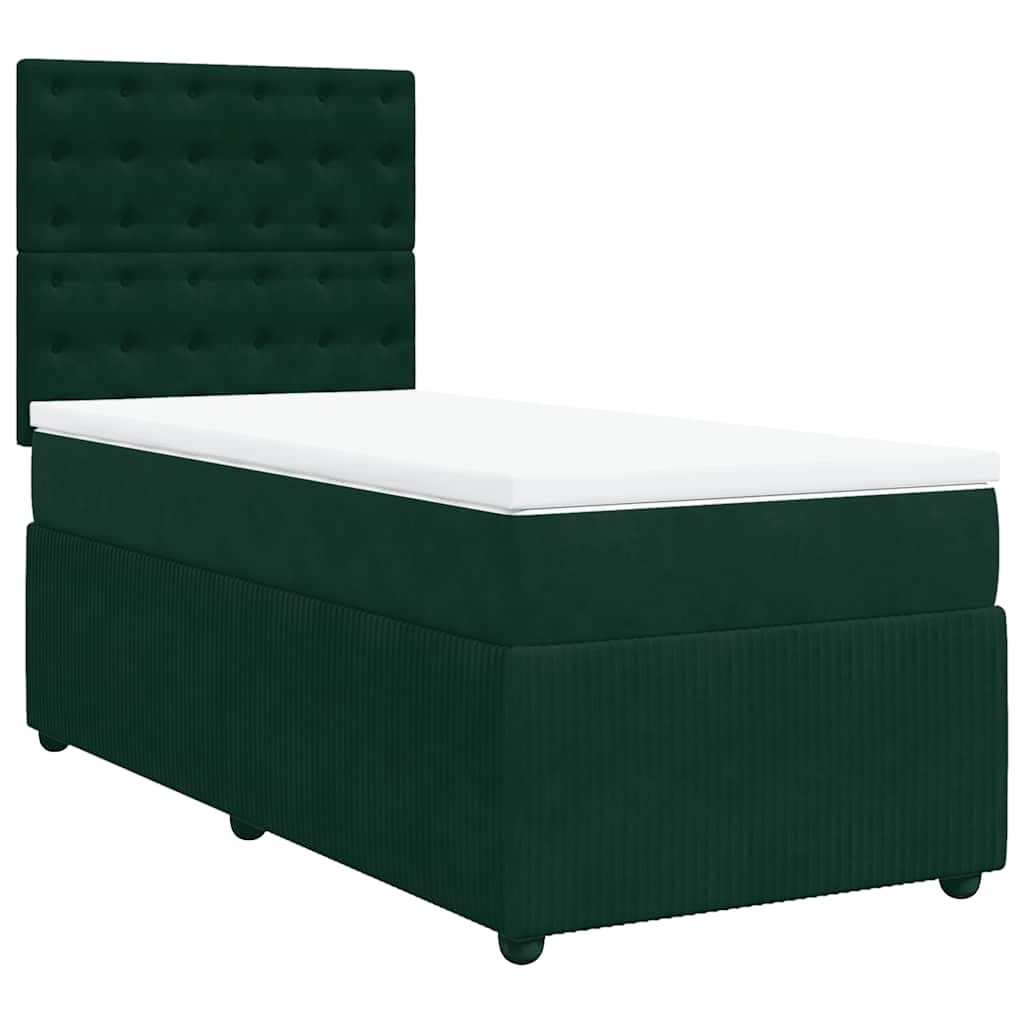 Box spring krevet s madracem tamnozeleni 90x190 cm baršunasti