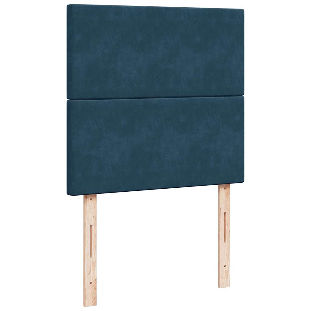 Box spring krevet s madracem tamnoplavi 90x200 cm baršunasti