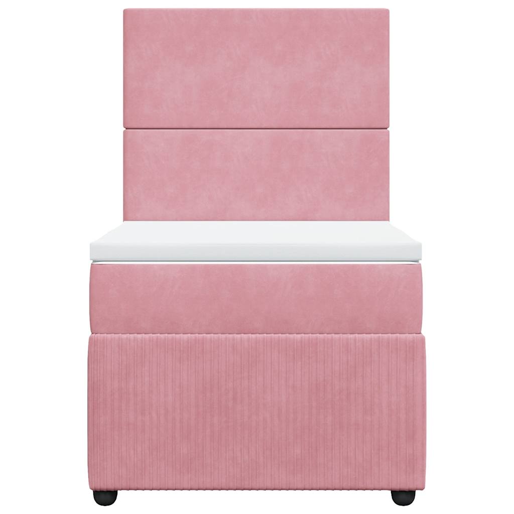 Box spring krevet s madracem ružičasti 90x200 cm baršunasti