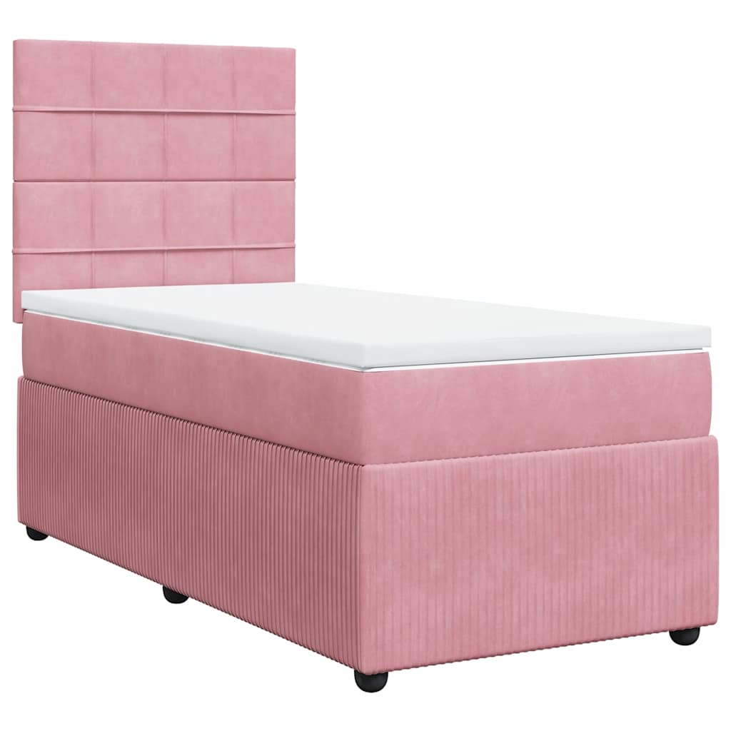 Box spring krevet s madracem ružičasti 90x200 cm baršunasti