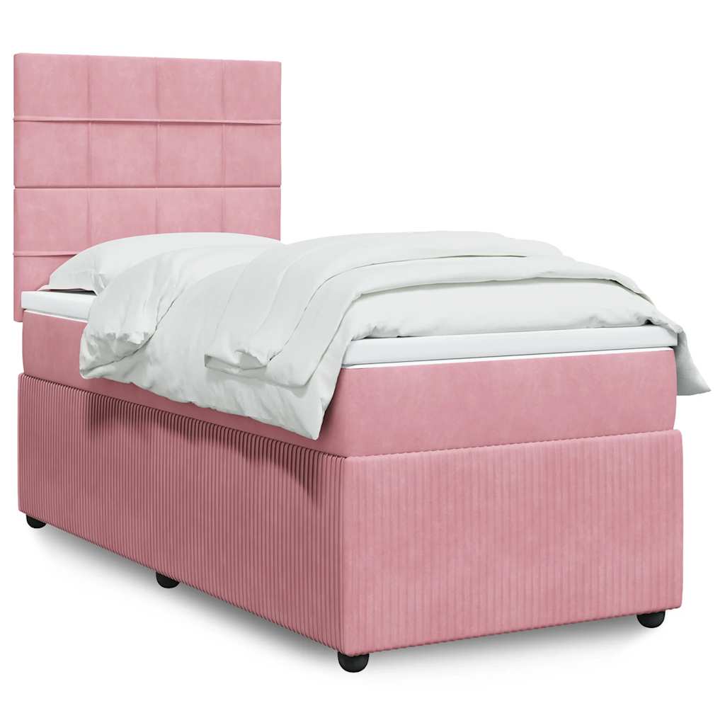 Box spring krevet s madracem ružičasti 90x200 cm baršunasti