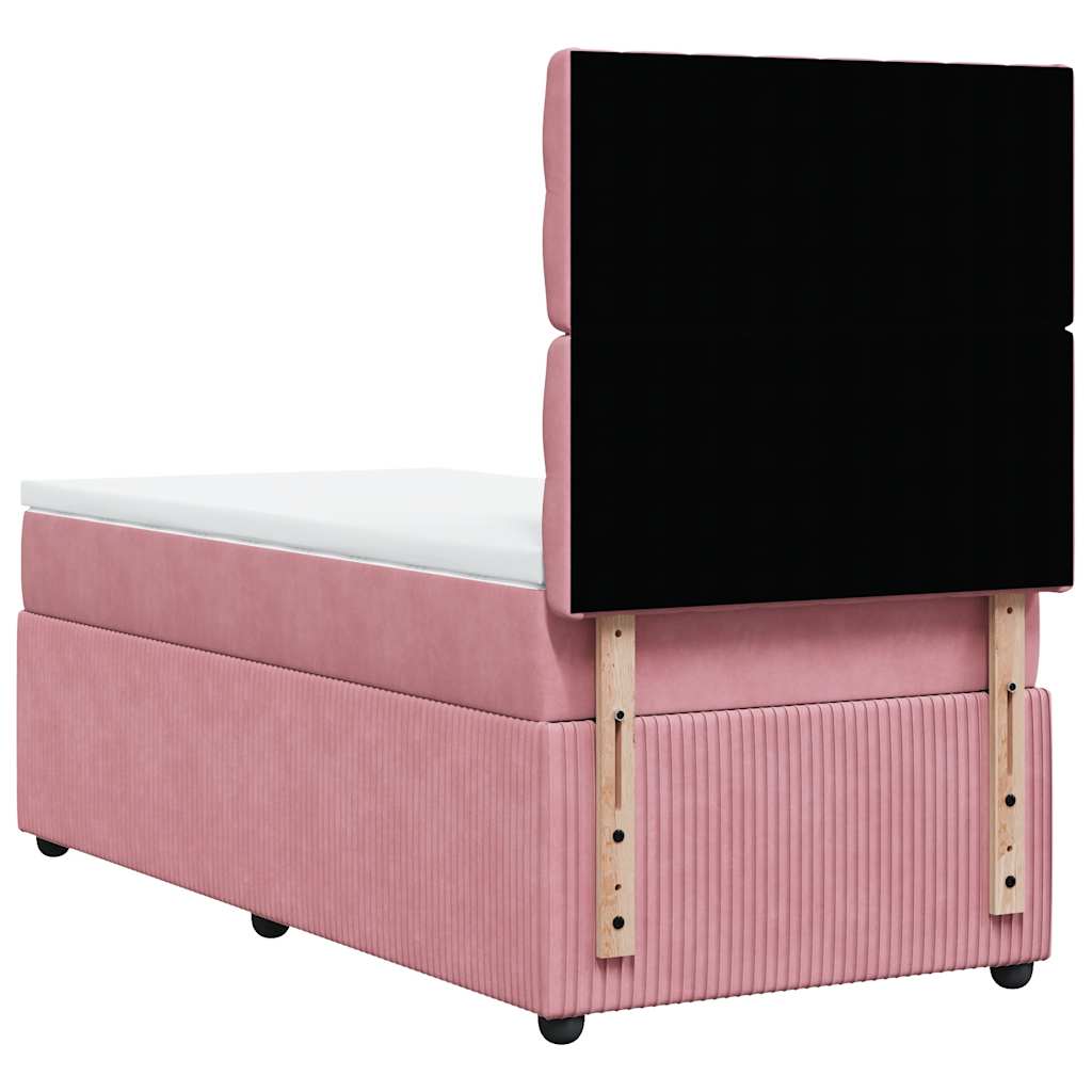Box spring krevet s madracem ružičasti 90x200 cm baršunasti
