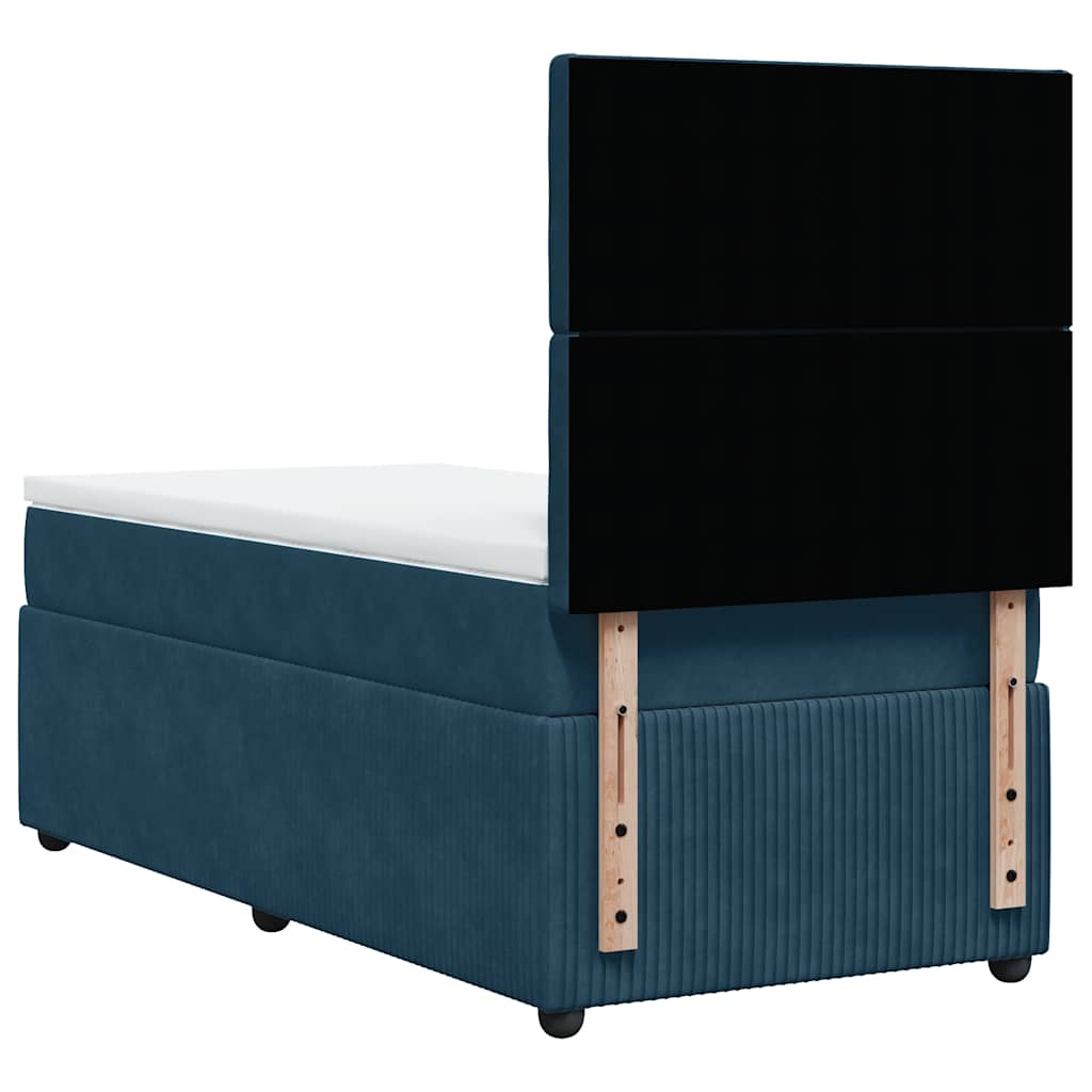 Box spring krevet s madracem tamnoplavi 90x200 cm baršunasti