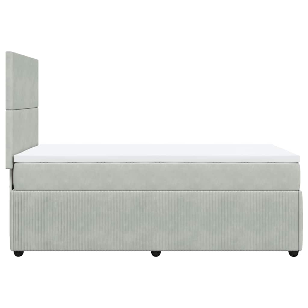 Box spring krevet s madracem svjetlosivi 100x200 cm baršunasti