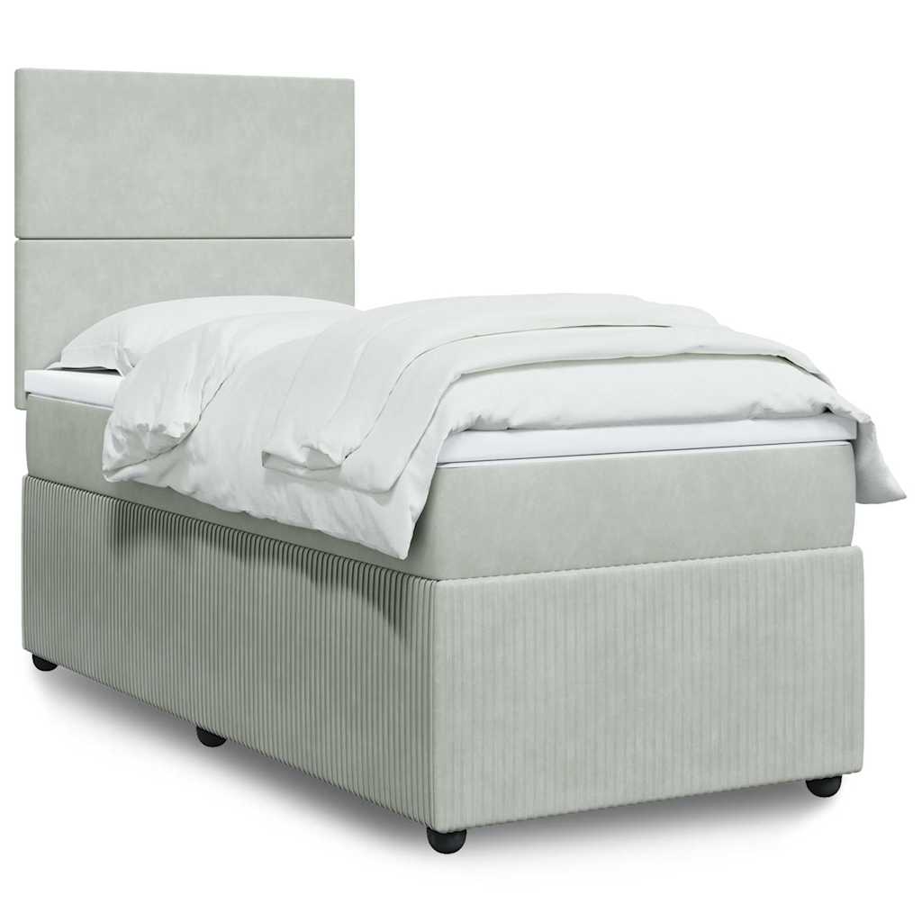 Box spring krevet s madracem svjetlosivi 100x200 cm baršunasti