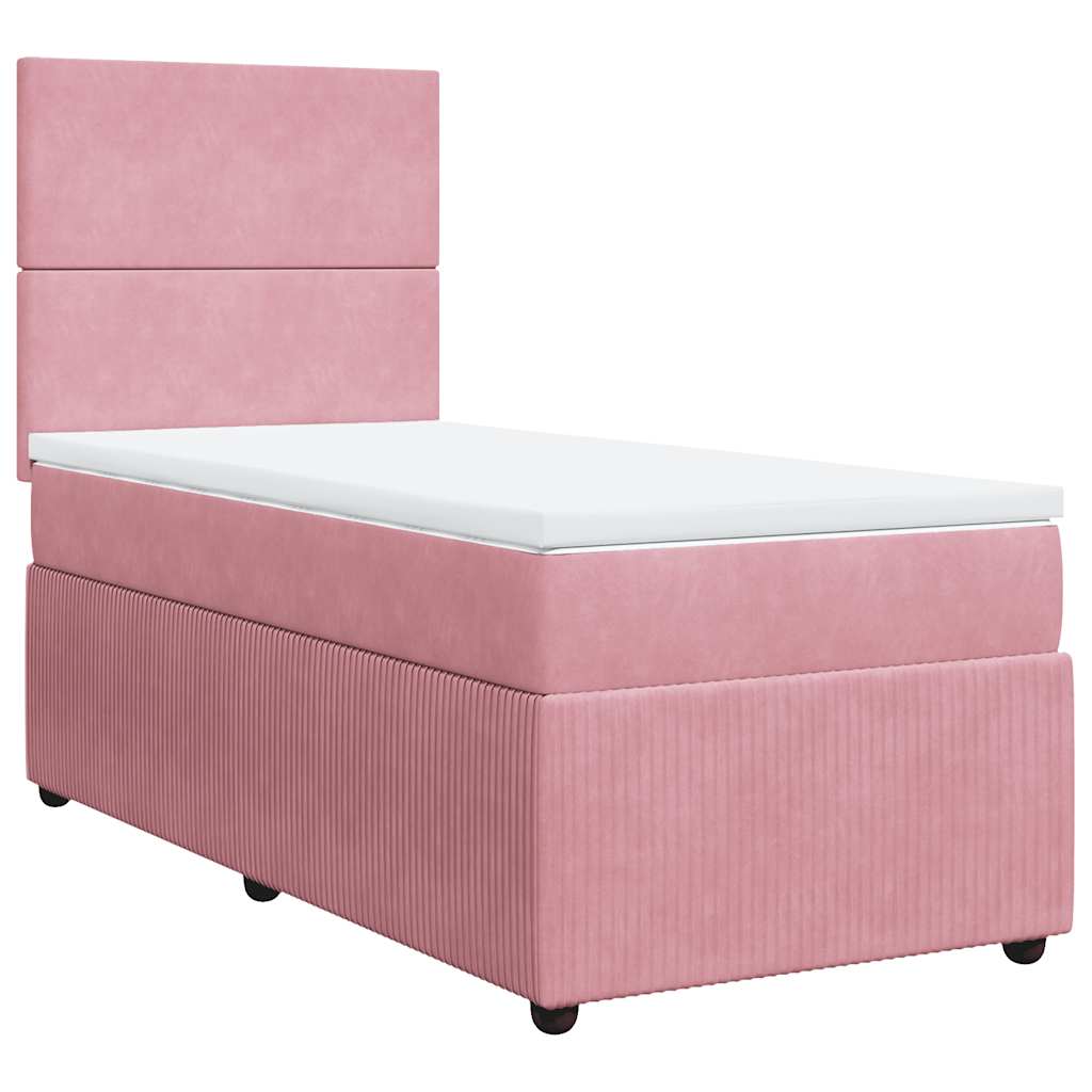 Box spring krevet s madracem ružičasti 100x200 cm baršunasti