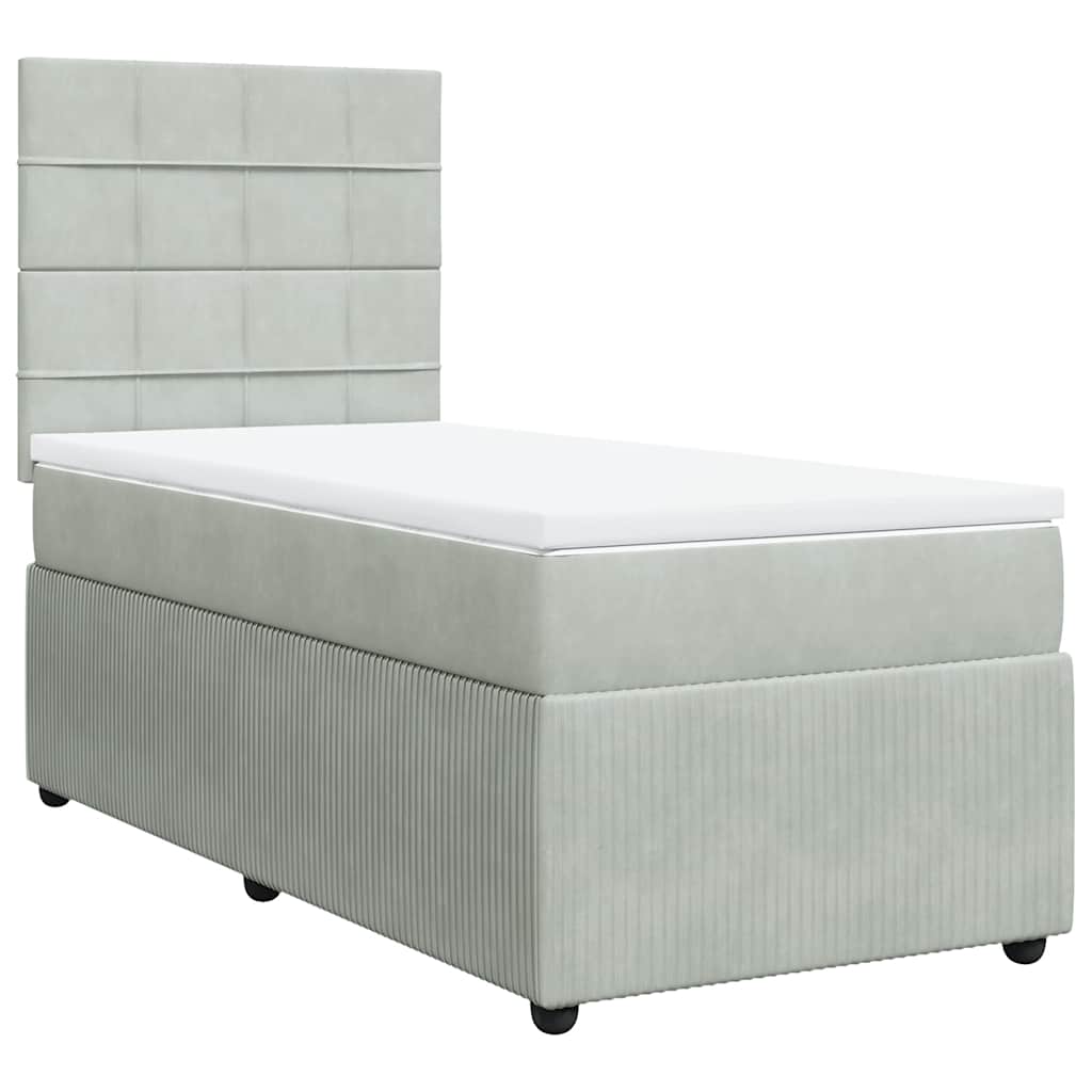 Box spring krevet s madracem svjetlosivi 100x200 cm baršunasti