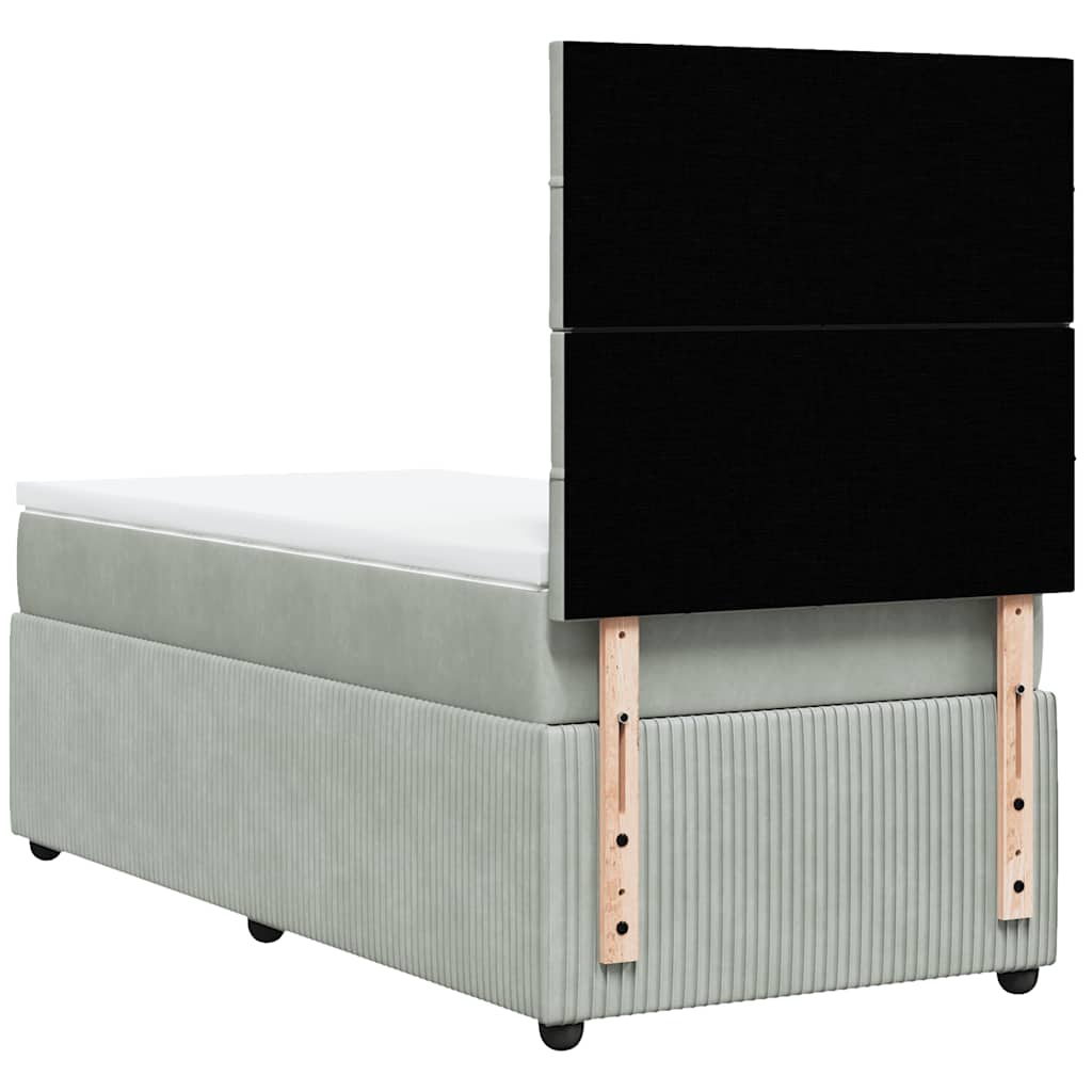 Box spring krevet s madracem svjetlosivi 100x200 cm baršunasti