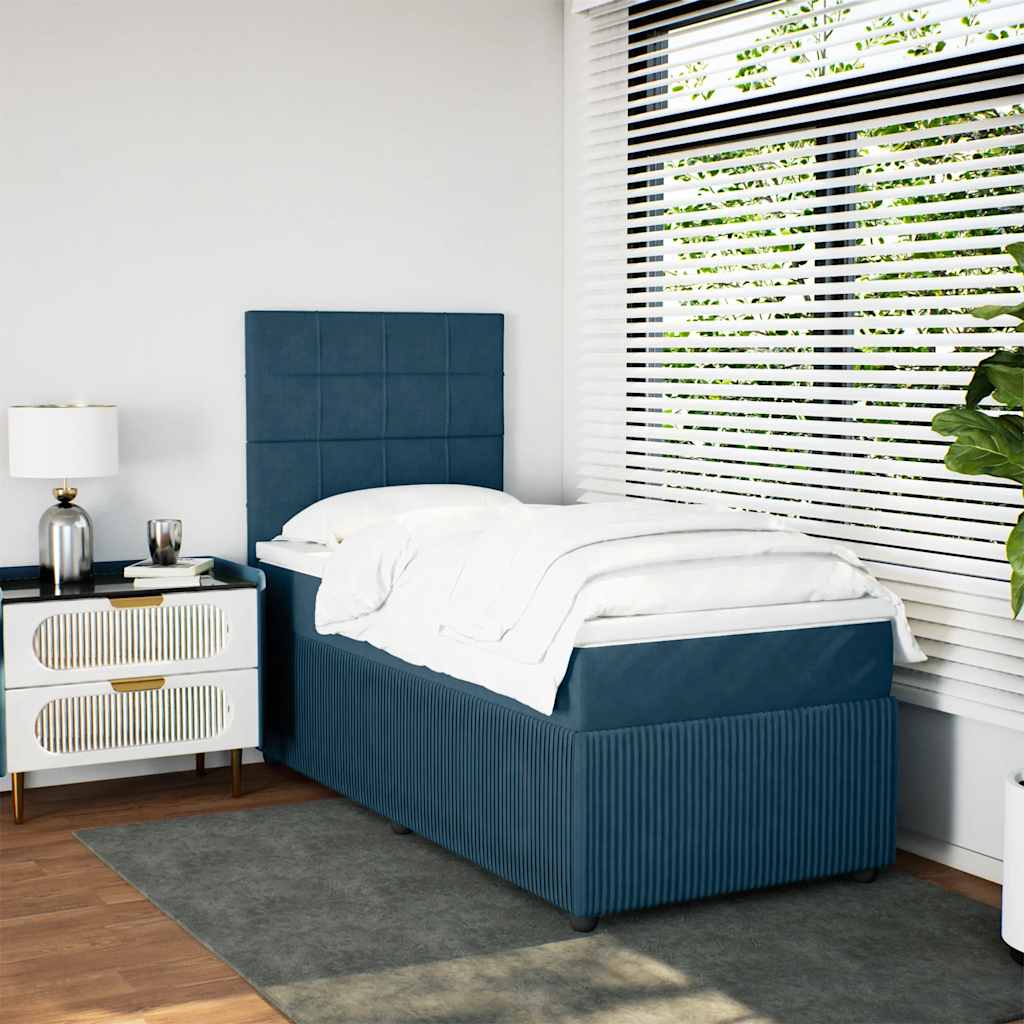 Box spring krevet s madracem tamnoplavi 100x200 cm baršunasti
