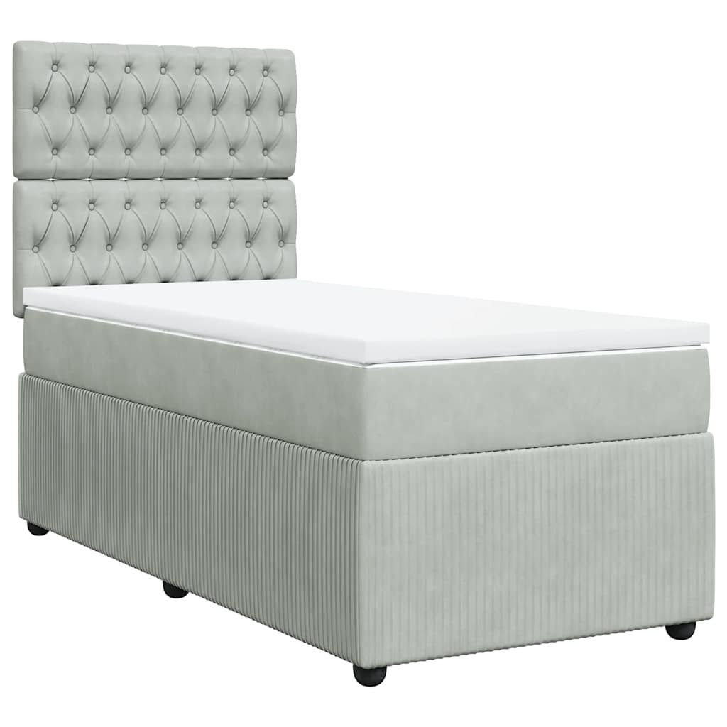 Box spring krevet s madracem svjetlosivi 100x200 cm baršunasti
