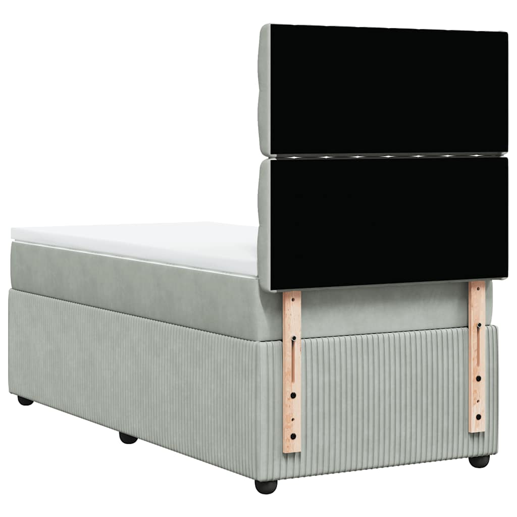 Box spring krevet s madracem svjetlosivi 100x200 cm baršunasti