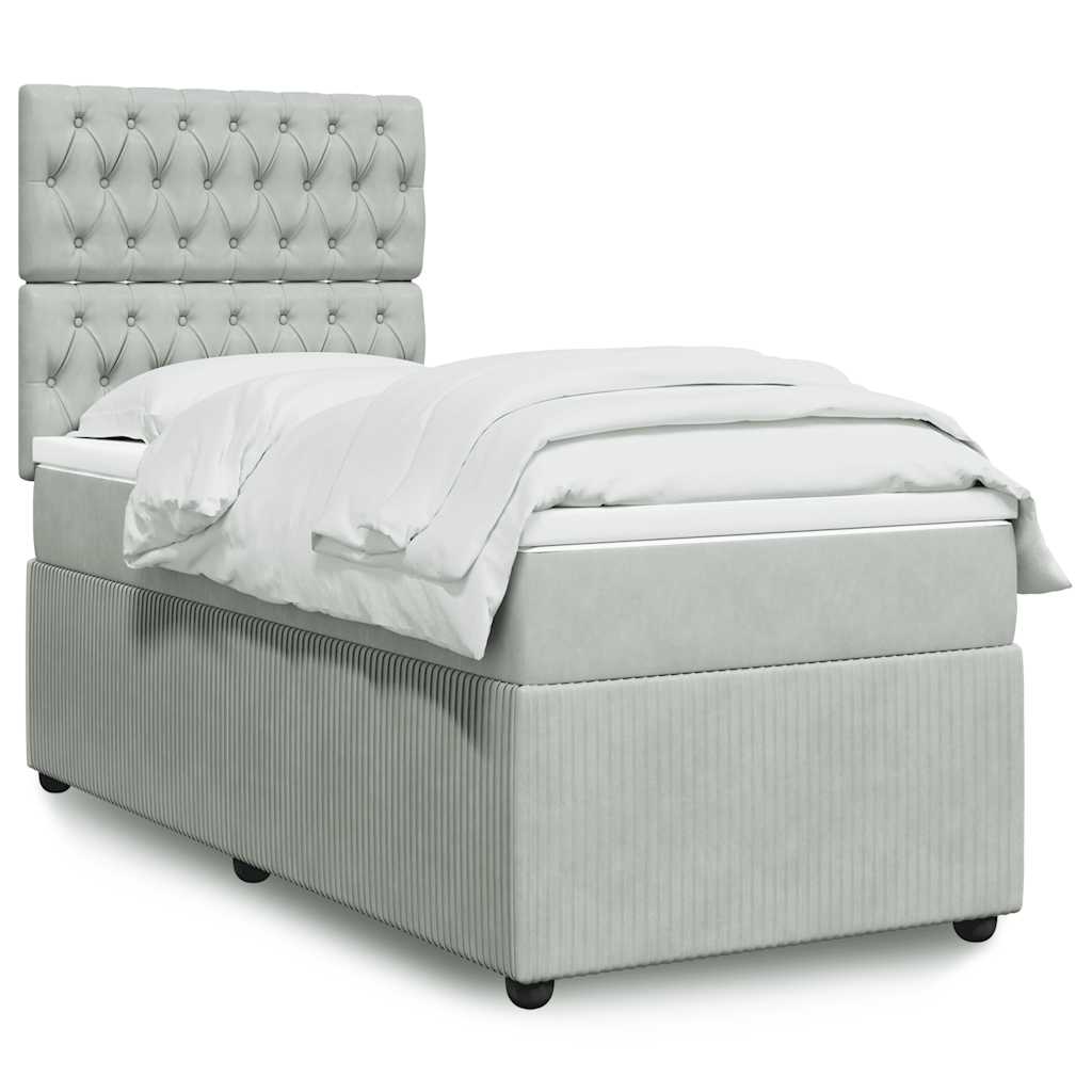 Box spring krevet s madracem svjetlosivi 100x200 cm baršunasti