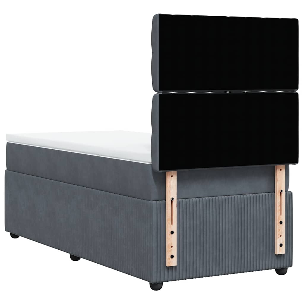 Box spring krevet s madracem tamnosivi 100x200 cm baršunasti