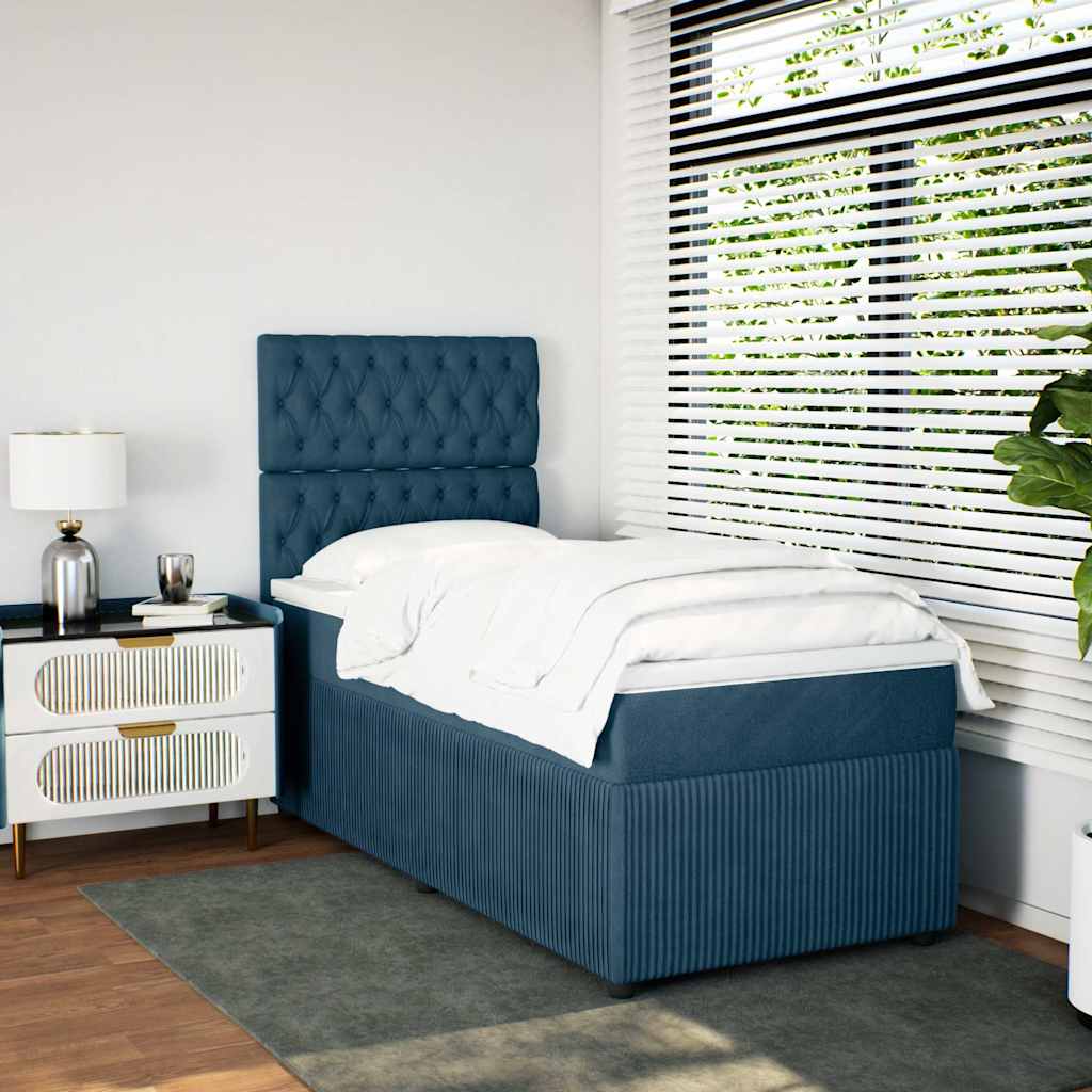 Box spring krevet s madracem tamnoplavi 100x200 cm baršunasti