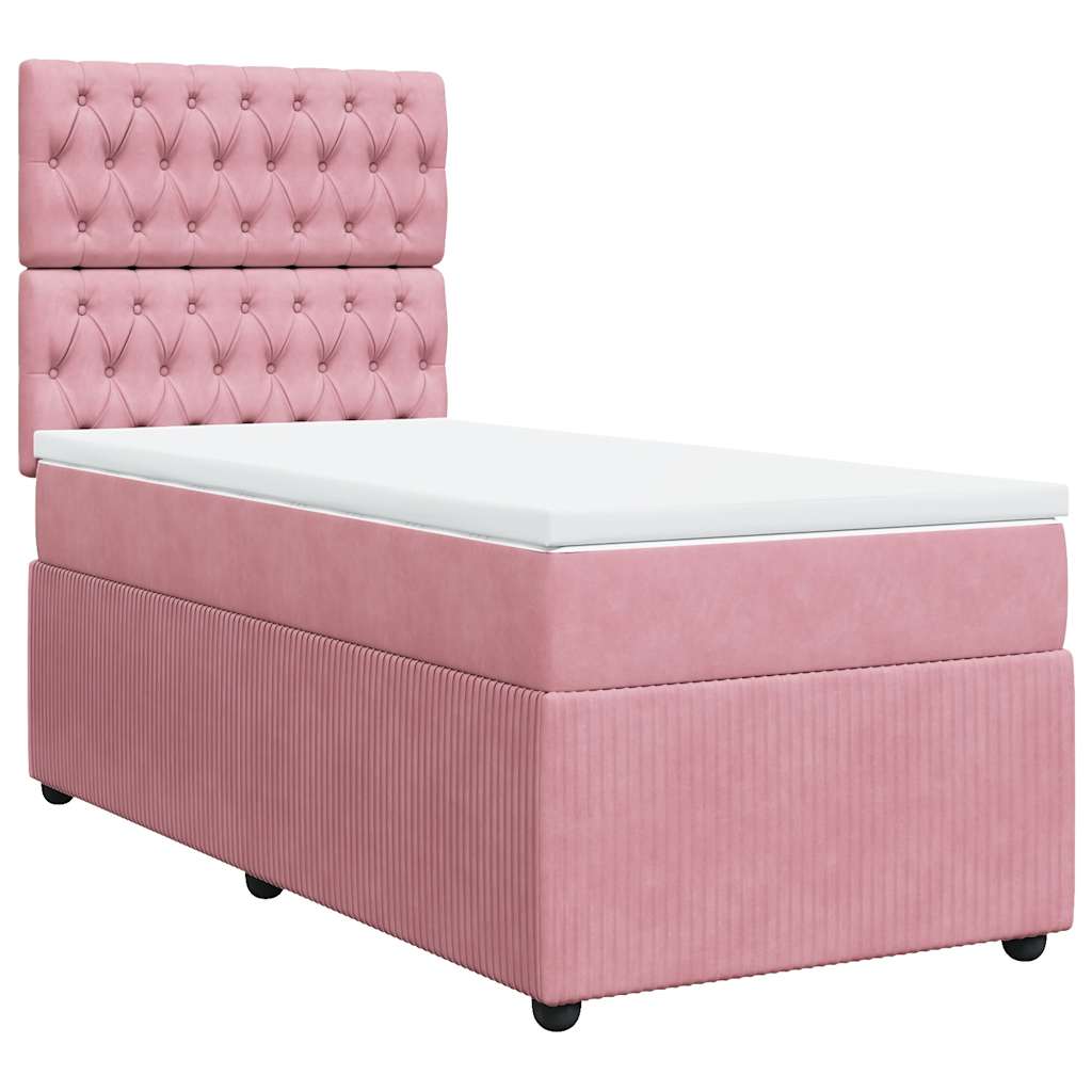 Box spring krevet s madracem ružičasti 100x200 cm baršunasti