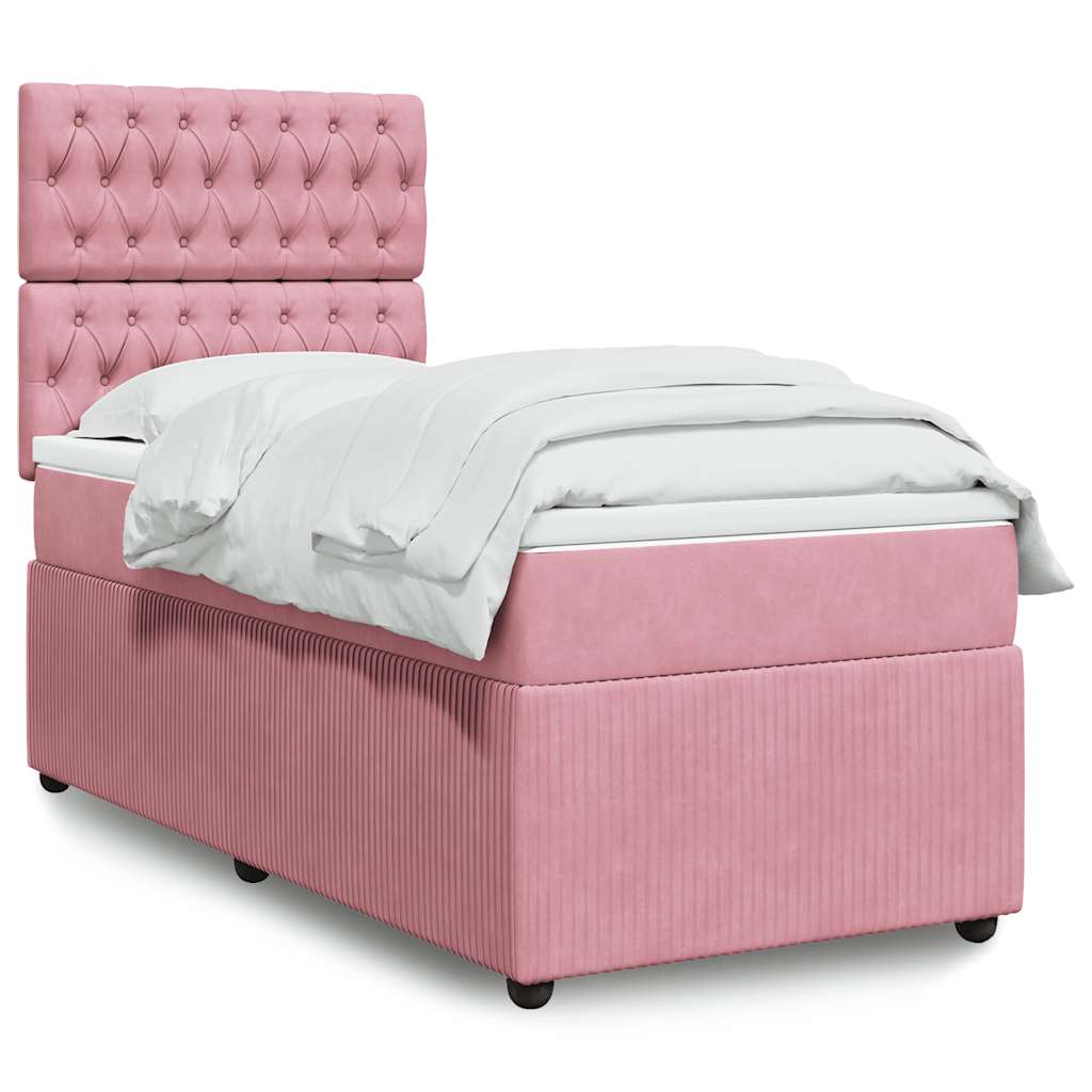Box spring krevet s madracem ružičasti 100x200 cm baršunasti