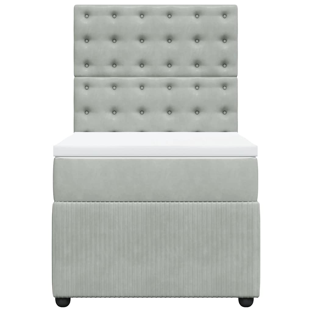 Box spring krevet s madracem svjetlosivi 100x200 cm baršunasti